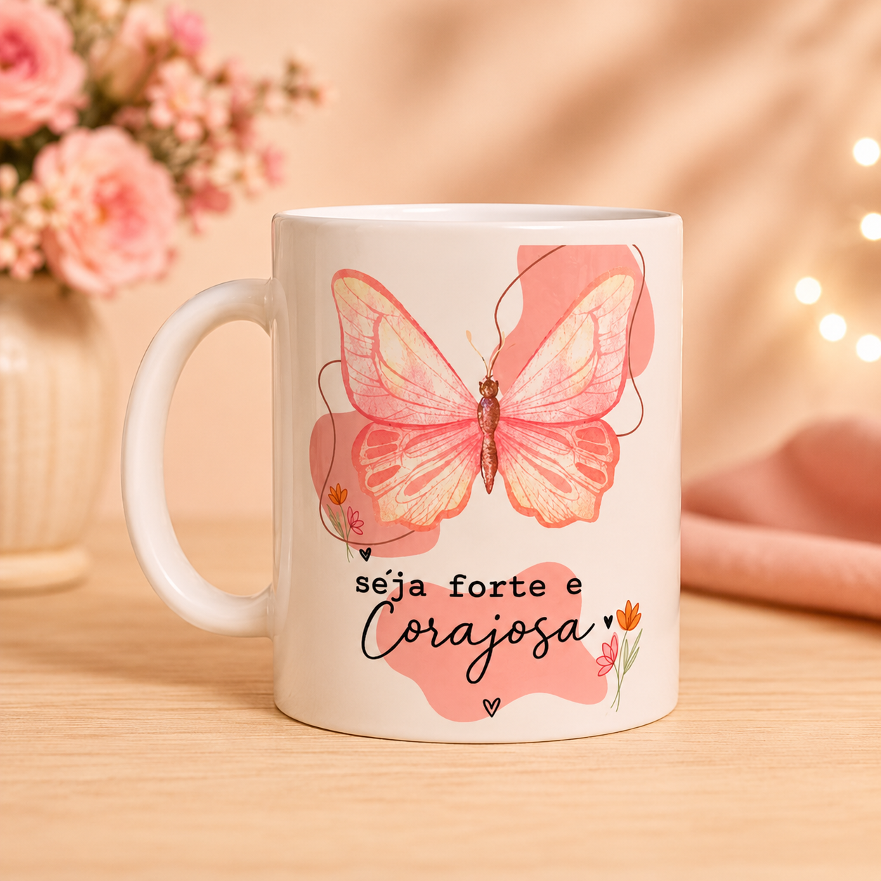 Caneca Seja Forte e Corajosa 🦋
